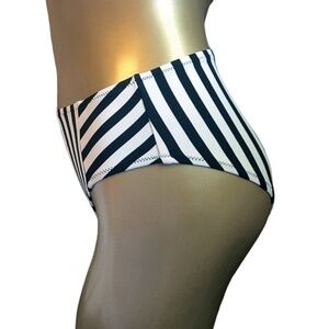 Cupshe High Waisted Hi Rise Swimsuit Bikini Bottom Striped Stripes Slimming NWOT